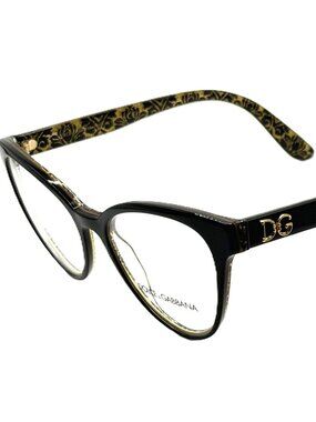 NEW DOLCE & GABBANA DG3320 3215 Black Damasco Glitter Black 51mm 17 140